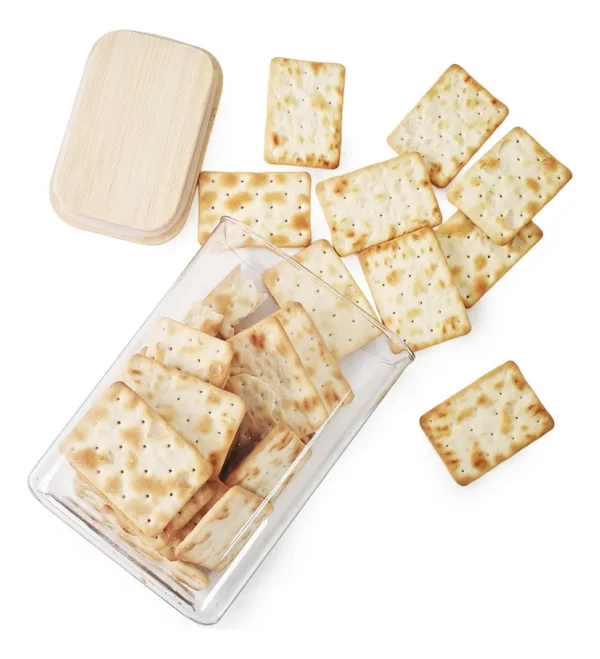 FRASCO ACRILICO CUADRADO CON TAPA DE BAMBU 1100 ML