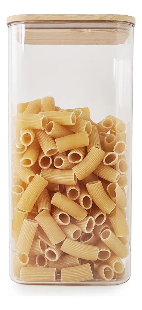 FRASCO ACRILICO CUADRADO CON TAPA DE BAMBU 1.6 Lts