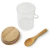 FRASCO HERMETICO VIDRIO CON TAPA CUCHARA BAMBU 700 ML