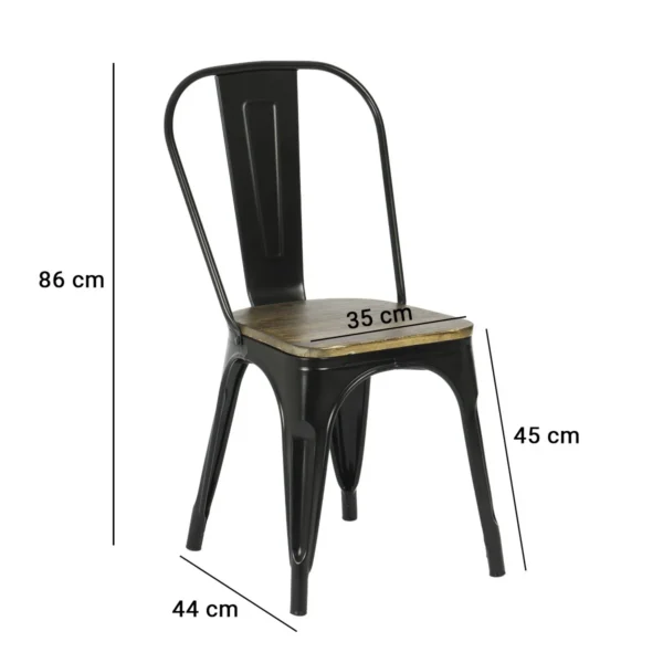 SILLA HIERRO MADERA TIPO INDUSTRIAL C/RESPALDO