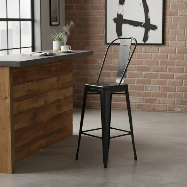 BANQUETA SILLA HIERRO CON RESPALDO 76 CM