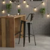 Banqueta Alta Hierro Y Madera C/ Respaldo Otten 77 Cm