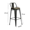 Banqueta Alta Hierro Y Madera C/ Respaldo Otten 77 Cm