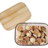 FRASCO ACRILICO CUADRADO CON TAPA DE BAMBU 400 ML