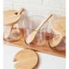 SET X 3 FRASCOS VIDRIO CON TAPA BASE CUCHARA BAMBU