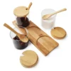 SET X 3 FRASCOS VIDRIO CON TAPA BASE CUCHARA BAMBU
