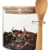 FRASCO HERMETICO CUADRADO CON TAPA CUCHARA BAMBU 900 ML
