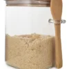 FRASCO HERMETICO CUADRADO CON TAPA CUCHARA BAMBU 320 ML