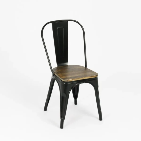 SILLA HIERRO MADERA TIPO INDUSTRIAL C/RESPALDO