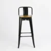 Banqueta Alta Hierro Y Madera C/ Respaldo Otten 77 Cm