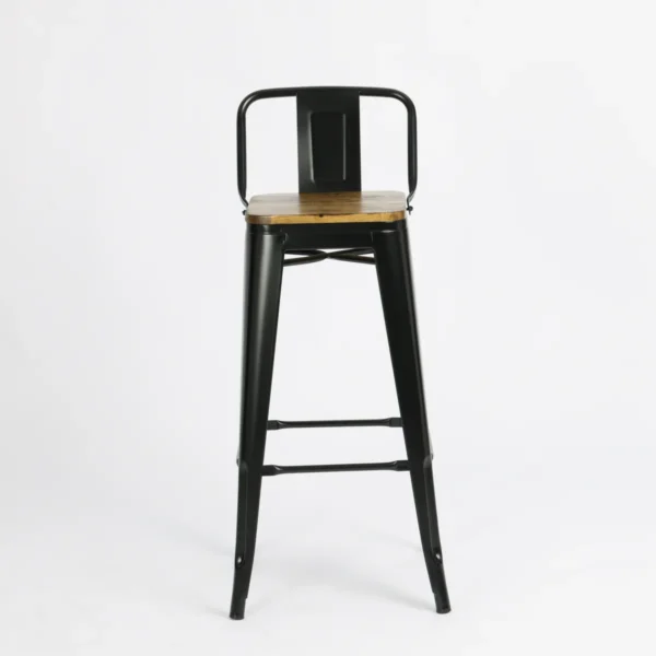 Banqueta Alta Hierro Y Madera C/ Respaldo Otten 77 Cm