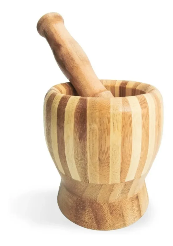 MORTERO DE BAMBU CON PISON DE 10 CM
