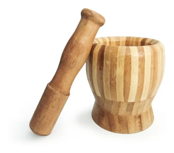 MORTERO DE BAMBU CON PISON DE 10 CM
