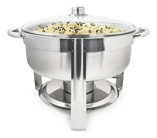 CHAFING REDONDO 5 L  CON TAPA DE VIDRIO