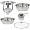 CHAFING REDONDO 5 L  CON TAPA DE VIDRIO