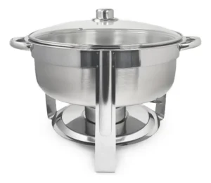 CHAFING REDONDO 5 L  CON TAPA DE VIDRIO