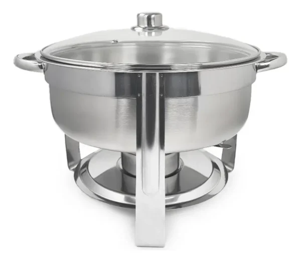 CHAFING REDONDO 5 L  CON TAPA DE VIDRIO
