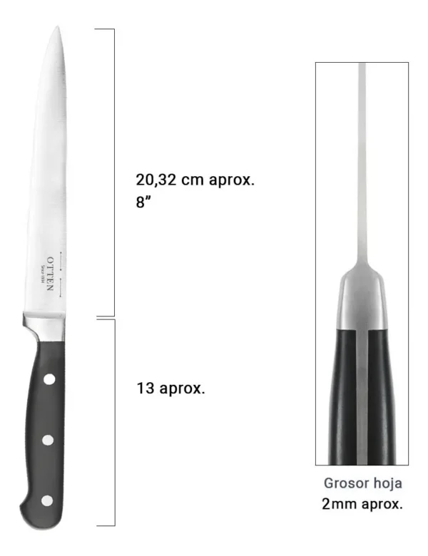 DUNIA-OTTEN CUCHILLO REBANADOR  8" FORJADO  D414-B