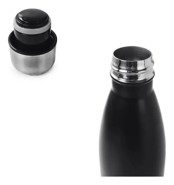 BOTELLA DE AGUA - AC. INOX 500 ML - DOBLE PARED DE ACERO - NEGRO
