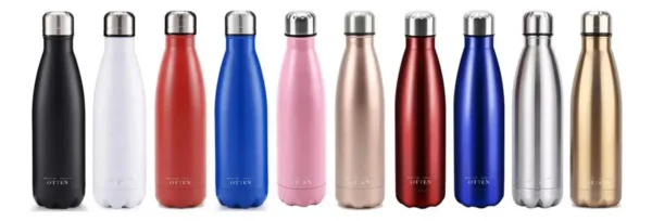 BOTELLA DE AGUA - AC. INOX 500 ML - DOBLE PARED DE ACERO - NEGRO