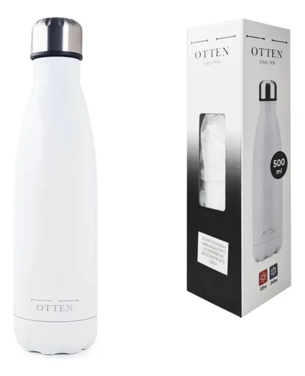 BOTELLA DE AGUA - AC. INOX 500 ML - DOBLE PARED DE ACERO - BLANCO
