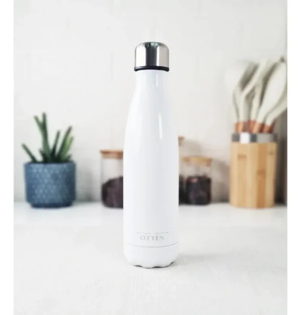 BOTELLA DE AGUA - AC. INOX 500 ML - DOBLE PARED DE ACERO - BLANCO