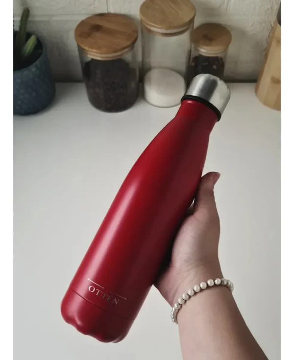 BOTELLA DE AGUA - AC. INOX 500 ML - DOBLE PARED DE ACERO - ROJO