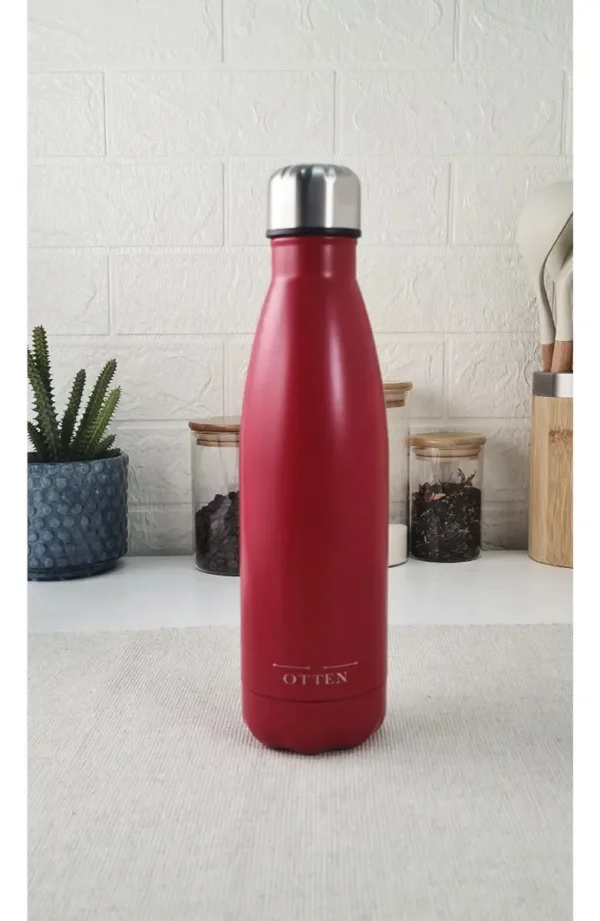 BOTELLA DE AGUA - AC. INOX 500 ML - DOBLE PARED DE ACERO - ROJO