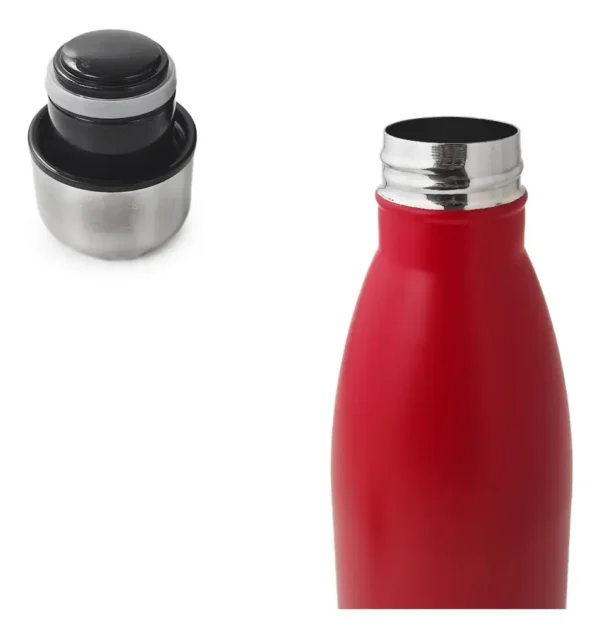 BOTELLA DE AGUA - AC. INOX 500 ML - DOBLE PARED DE ACERO - ROJO