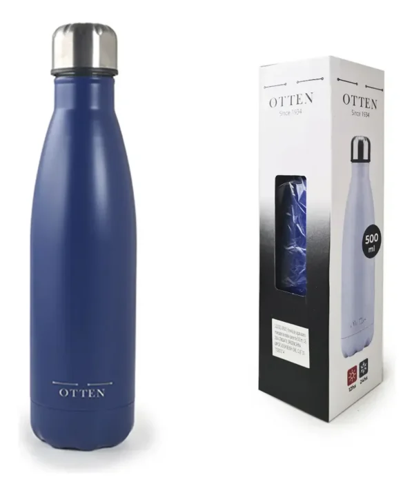 BOTELLA DE AGUA - AC. INOX 500 ML - DOBLE PARED DE ACERO - AZUL