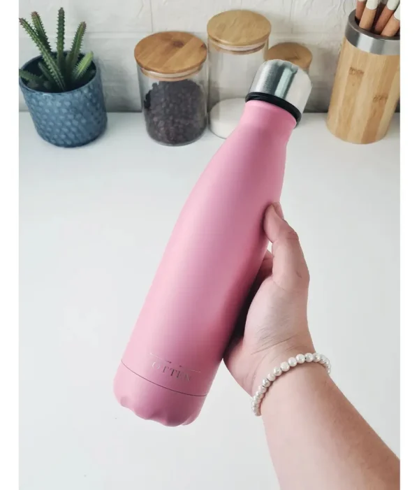 BOTELLA DE AGUA - AC. INOX 500 ML - DOBLE PARED DE ACERO - ROSA
