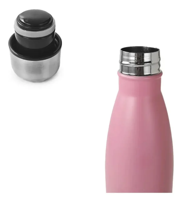BOTELLA DE AGUA - AC. INOX 500 ML - DOBLE PARED DE ACERO - ROSA