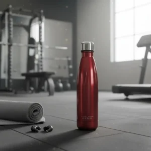 BOTELLA DE AGUA - AC. INOX 500 ML - DOBLE PARED DE ACERO - ROJO METALIZADO