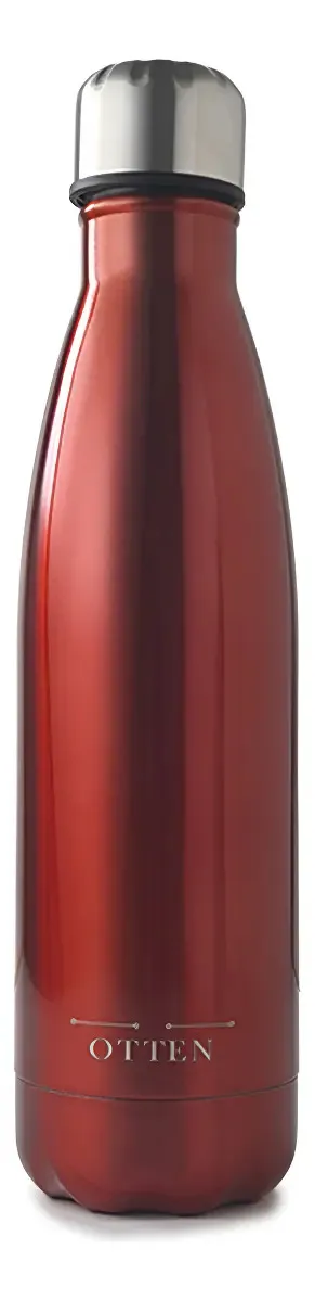 BOTELLA DE AGUA - AC. INOX 500 ML - DOBLE PARED DE ACERO - ROJO METALIZADO