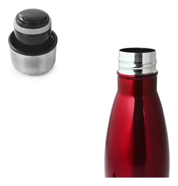 BOTELLA DE AGUA - AC. INOX 500 ML - DOBLE PARED DE ACERO - ROJO METALIZADO