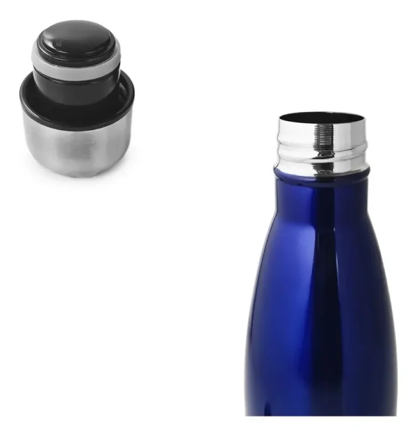 BOTELLA DE AGUA - AC. INOX 500 ML - DOBLE PARED DE ACERO - AZUL METALIZADO