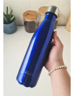 01247OTT0008-3 BOTELLA DE AGUA - AC. INOX 500 ML - DOBLE PARED DE ACERO - AZUL METALIZADO