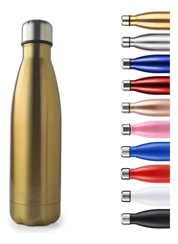 BOTELLA DE AGUA - AC. INOX 500 ML - DOBLE PARED DE ACERO - DORADA