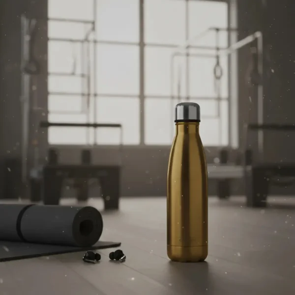 BOTELLA DE AGUA - AC. INOX 500 ML - DOBLE PARED DE ACERO - DORADA