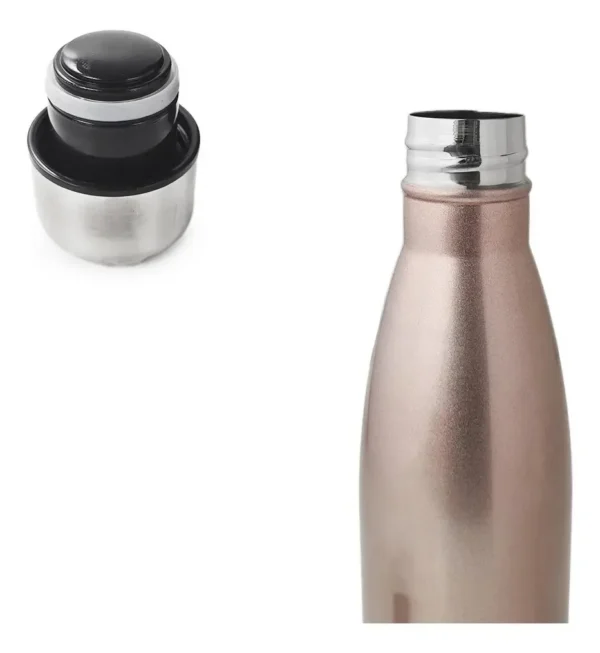 BOTELLA DE AGUA - AC. INOX 500 ML - DOBLE PARED DE ACERO - ROSA METALIZADO