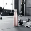 BOTELLA DE AGUA - AC. INOX 500 ML - DOBLE PARED DE ACERO - ROSA METALIZADO
