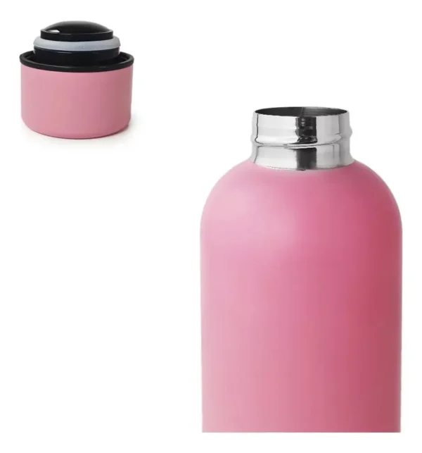 BOTELLA DE AGUA - AC. INOX 550 ML - DOBLE PARED DE ACERO - ROSA