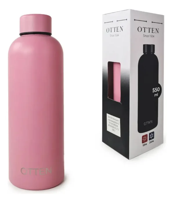 BOTELLA DE AGUA - AC. INOX 550 ML - DOBLE PARED DE ACERO - ROSA