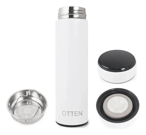 BOTELLA DE AGUA - AC INOX 500 ML - DOBLE PARED DE ACERO. TAPA CON SENSOR INTELIGENETE DE TEMPERATURA - BLANCO
