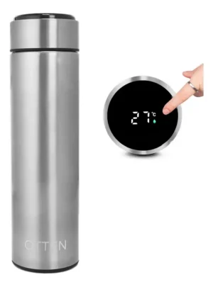 01247OTT0022 BOTELLA DE AGUA - AC INOX 500 ML - DOBLE PARED DE ACERO. TAPA CON SENSOR INTELIGENETE DE TEMPERATURA - PLATEADO