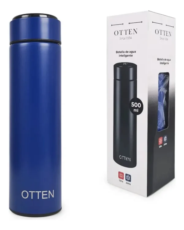 BOTELLA DE AGUA - AC INOX 500 ML - DOBLE PARED DE ACERO. TAPA CON SENSOR INTELIGENETE DE TEMPERATURA - AZUL