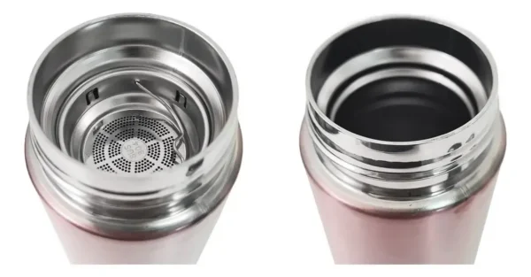 BOTELLA DE AGUA - AC INOX 500 ML - DOBLE PARED DE ACERO. TAPA CON SENSOR INTELIGENETE DE TEMPERATURA - ROSA METALIZADO