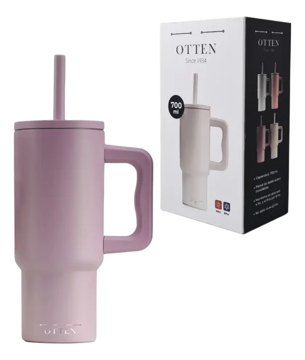 VASO TERMICO C/SOBETE 700 ML ROSA CLARO