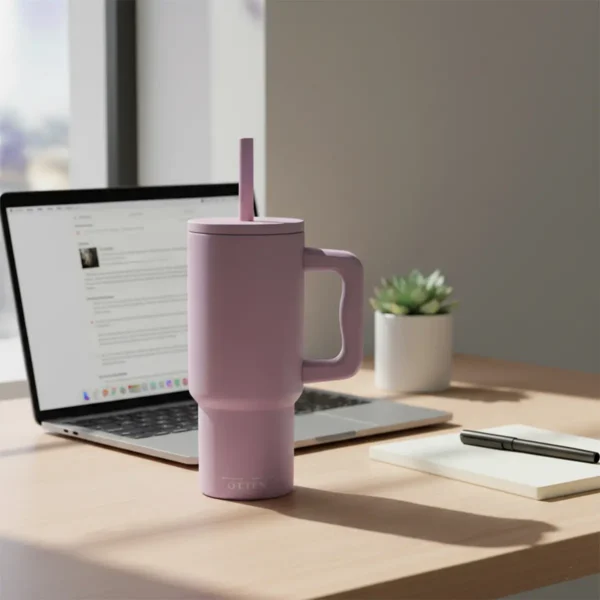 VASO TERMICO C/SOBETE 700 ML ROSA CLARO