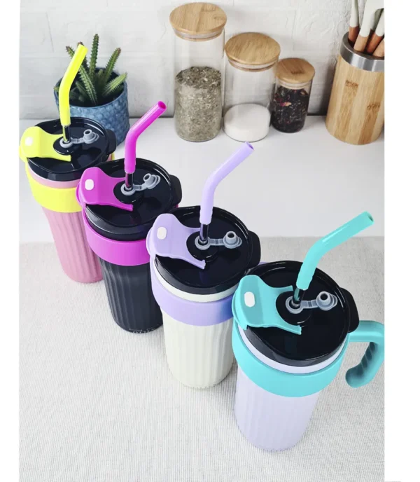 01247OTT0055-5 VASO TERMICO C/SORBETE ROSA/AMARILLO 860ML